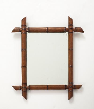 Small Faux Bamboo Carved Frame Mirror England 1940s