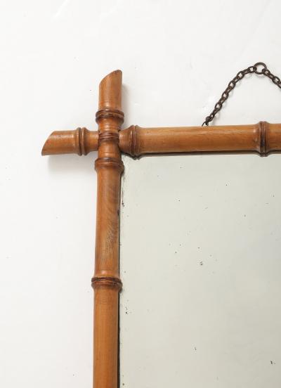 Small Faux Bamboo Carved Frame Mirror England 1940s