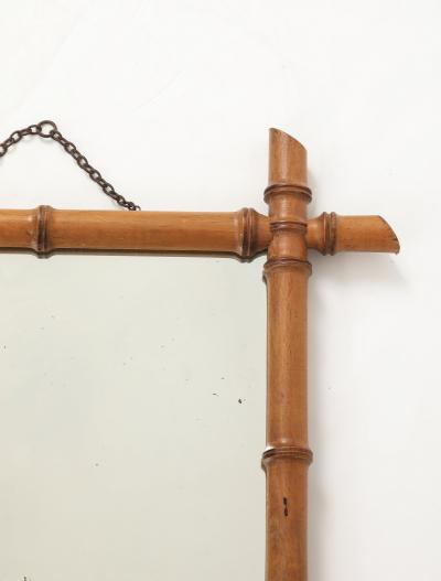 Small Faux Bamboo Carved Frame Mirror England 1940s