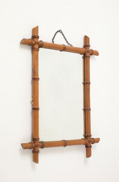 Small Faux Bamboo Carved Frame Mirror England 1940s