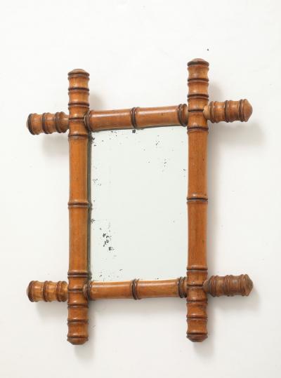 Small Faux Bamboo Carved Frame Mirror England 1940s