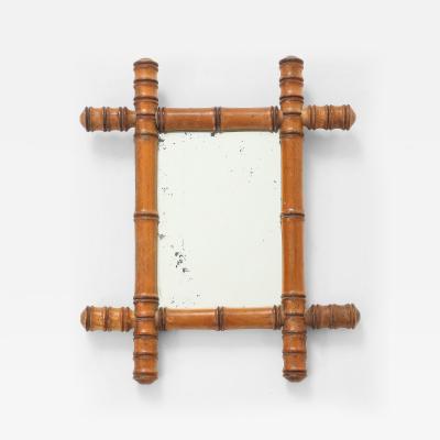 Small Faux Bamboo Carved Frame Mirror England 1940s