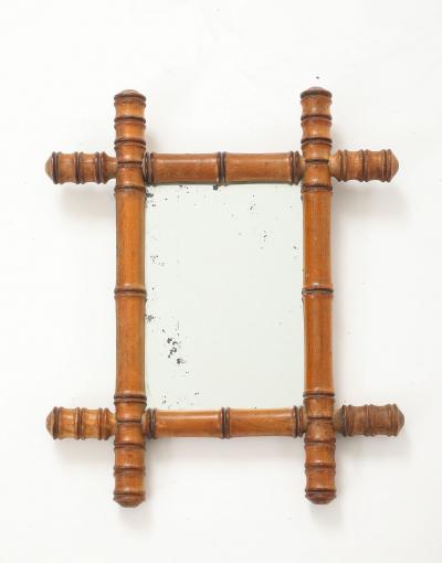 Small Faux Bamboo Carved Frame Mirror England 1940s