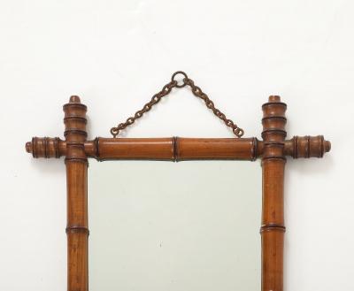 Small Faux Bamboo Carved Frame Mirror England 1940s