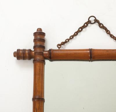 Small Faux Bamboo Carved Frame Mirror England 1940s