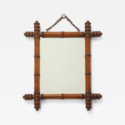 Small Faux Bamboo Carved Frame Mirror England 1940s