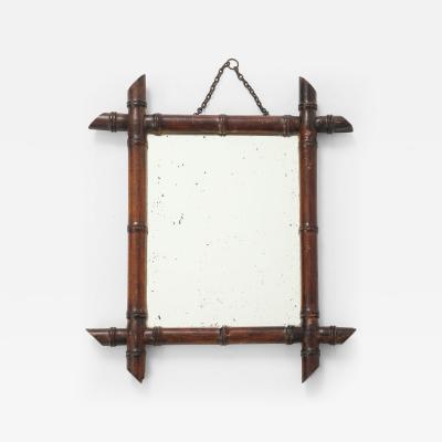 Small Faux Bamboo Carved Frame Mirror England 1940s