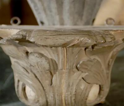Small French 19th Century Carved and Painted Wall Bracket with Foliage Motifs