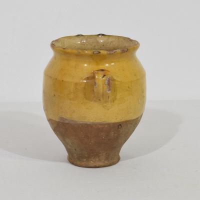 Small French 19th Century Yellow Glazed Ceramic Confit Jar