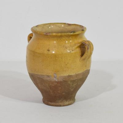 Small French 19th Century Yellow Glazed Ceramic Confit Jar