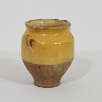 Small French 19th Century Yellow Glazed Ceramic Confit Jar