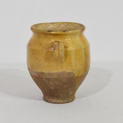 Small French 19th Century Yellow Glazed Ceramic Confit Jar