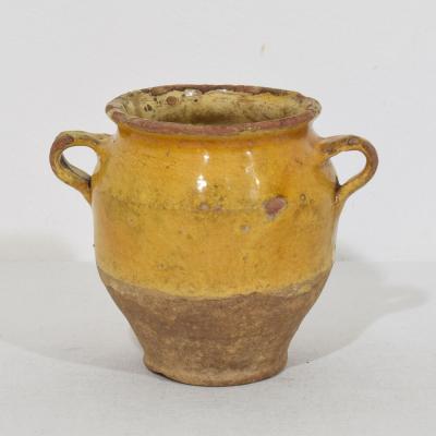 Small French 19th Century Yellow Glazed Ceramic Confit Jar