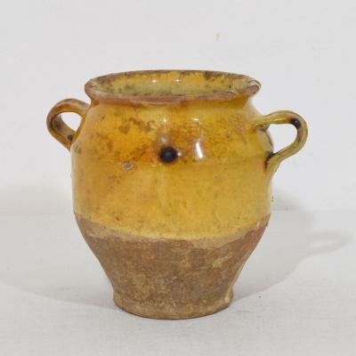 Small French 19th Century Yellow Glazed Ceramic Confit Jar