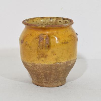 Small French 19th Century Yellow Glazed Ceramic Confit Jar