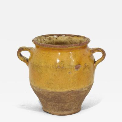 Small French 19th Century Yellow Glazed Ceramic Confit Jar