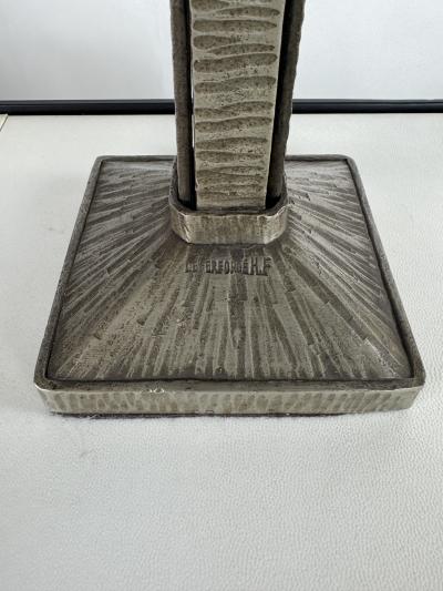 Small French Art Deco Wrought Iron Lamp by Henri Fournet