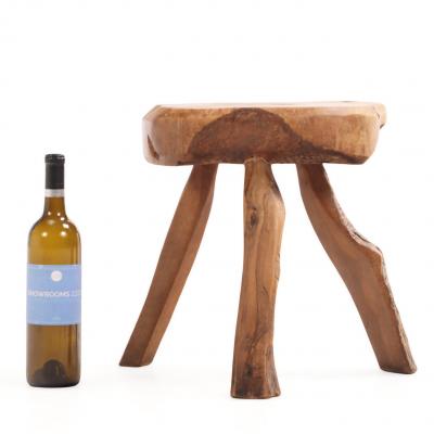 Small French Rustic Hardwood Table or Stool C 1950
