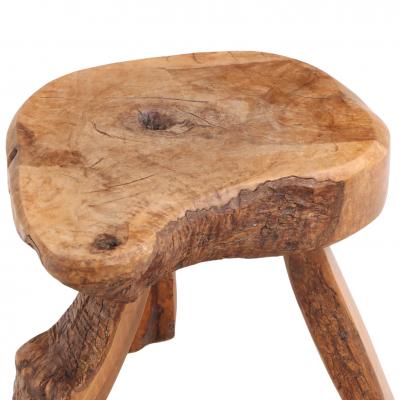 Small French Rustic Hardwood Table or Stool C 1950