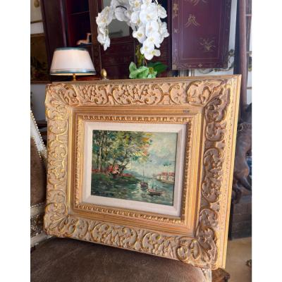 Small Impressionist European Seascape Oil Painting