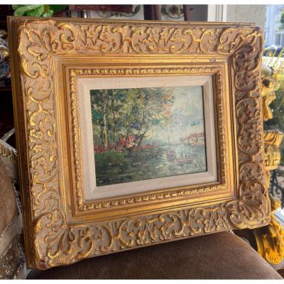 Small Impressionist European Seascape Oil Painting