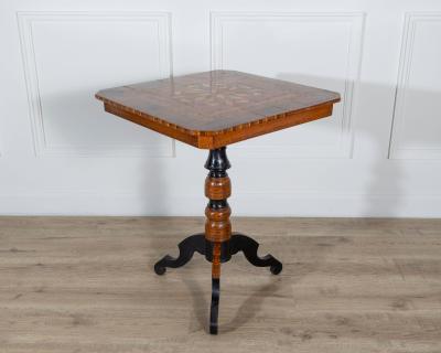 Small Italian Marquetry Table in Walnut Rosewood and Maple