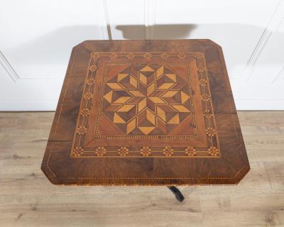 Small Italian Marquetry Table in Walnut Rosewood and Maple