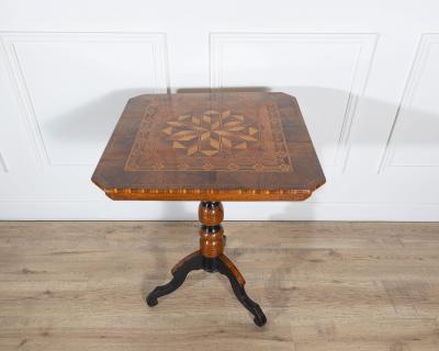 Small Italian Marquetry Table in Walnut Rosewood and Maple