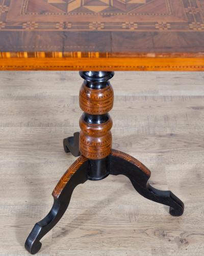 Small Italian Marquetry Table in Walnut Rosewood and Maple