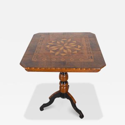 Small Italian Marquetry Table in Walnut Rosewood and Maple