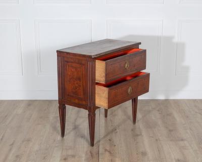 Small Italian Walnut Chest of Drawers with Two Drawers Late 18th Early 19th Cen