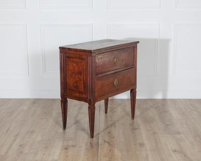 Small Italian Walnut Chest of Drawers with Two Drawers Late 18th Early 19th Cen