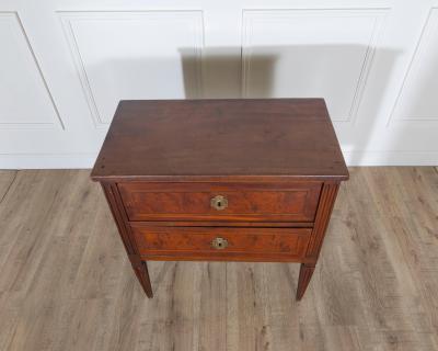 Small Italian Walnut Chest of Drawers with Two Drawers Late 18th Early 19th Cen