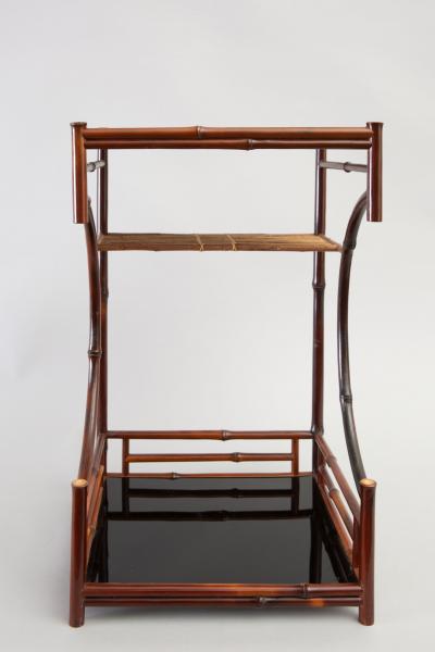 Small Japanese Bamboo and Black Lacquer Utility Stand