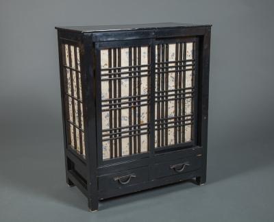 Small Japanese Cabinet with Shoji Sliding Doors