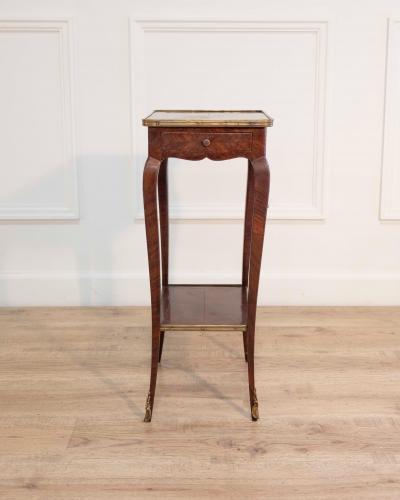 Small Louis XV Style Marquetry Side Table with Floral Inlay France