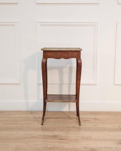Small Louis XV Style Marquetry Side Table with Floral Inlay France