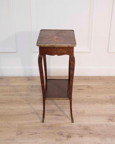 Small Louis XV Style Marquetry Side Table with Floral Inlay France