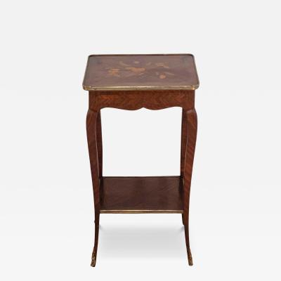 Small Louis XV Style Marquetry Side Table with Floral Inlay France