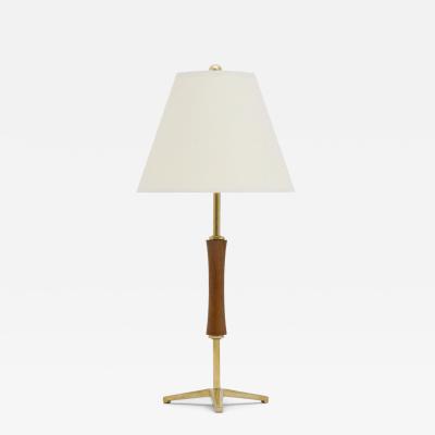 Small Mahogany and Brass Table Lamp