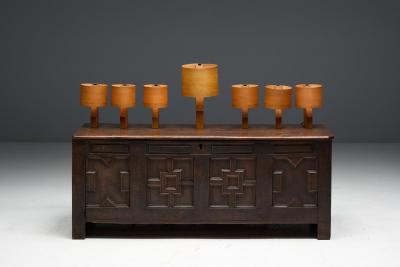 Small Mid Century Veneer Table Lamps 1960s