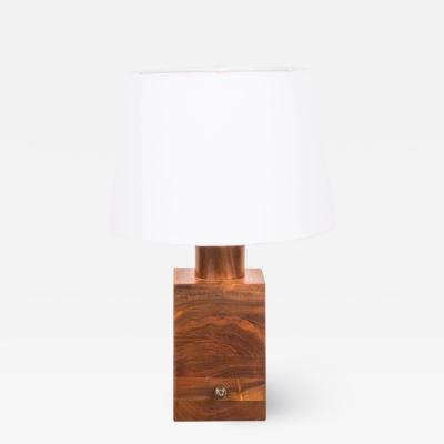 Small Minimalist Teak Lamp With Parchment Paper Shade