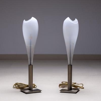 Small Murano glass table lamps by AV Mazzega Italy 1960s