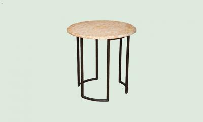 Small Occasional Bronze Center Side Table With Marble Top