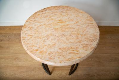 Small Occasional Bronze Center Side Table With Marble Top