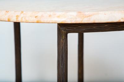 Small Occasional Bronze Center Side Table With Marble Top