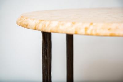 Small Occasional Bronze Center Side Table With Marble Top