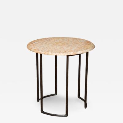 Small Occasional Bronze Center Side Table With Marble Top