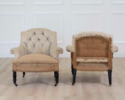 Small Pair of 19th Century Napoleon III Chairs Ready to Upholster