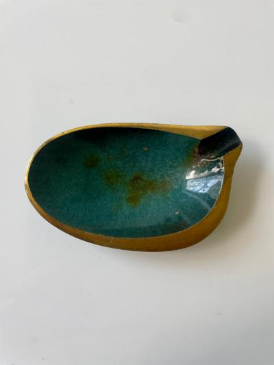 Small Pal Bell Brass Scallop Gold And Midnight Teal Catchall